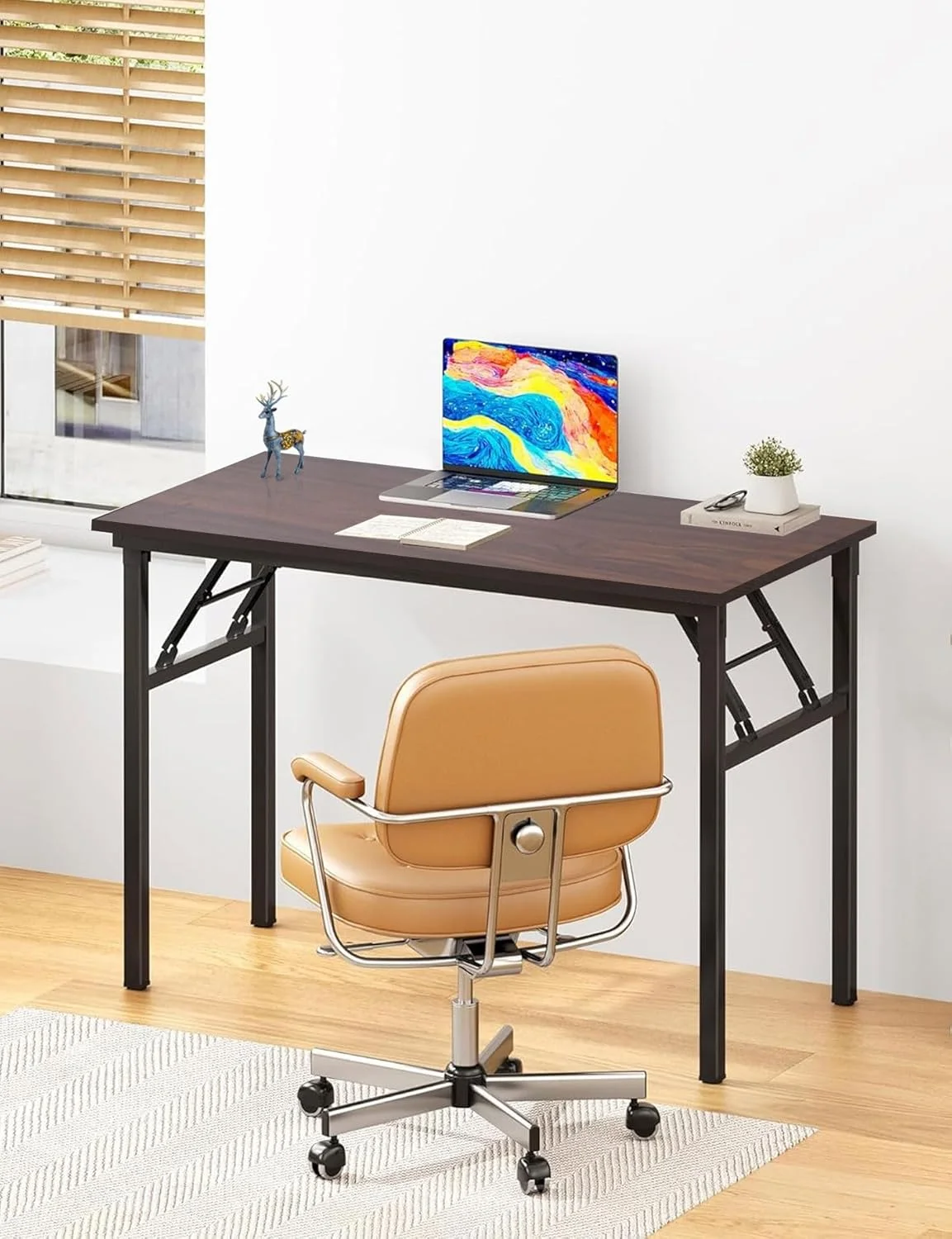 میز تاشو برای فضاهای کوچک، میز قابل حمل چند منظوره برای خانه، دفتر، کامپیوتر، کمپینگ در فضای باز، باغ، پیک نیک، قهوه، باربیکیو (قهوه ای، 80 * 40 * 75 سانتی متر)