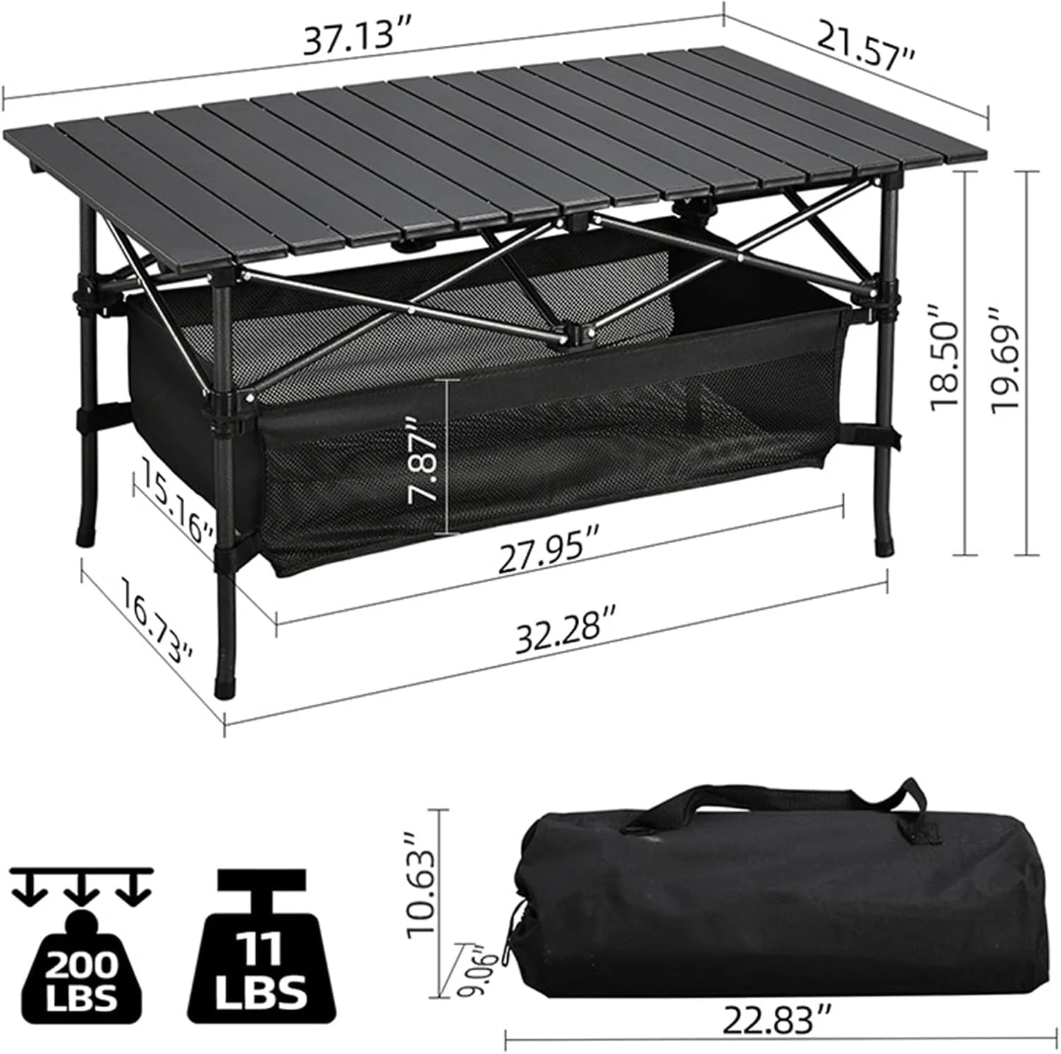 میز تاشو کمپینگ VUCATIN، میز پیک نیک تاشو بزرگ قابل حمل 3.12 فوت به همراه کیف نگهداری و کیف حمل برای کمپینگ در فضای باز، پیک نیک، ماهیگیری، باربیکیو، میز سیاه میز تاشو کمپینگ VUCATIN، میز پیک نیک تاشو بزرگ قابل حمل 3.12 فوت به همراه کیف نگهداری و کیف حمل برای کمپینگ در فضای باز، پیک نیک، ماهیگیری، باربیکیو، میز سیاه