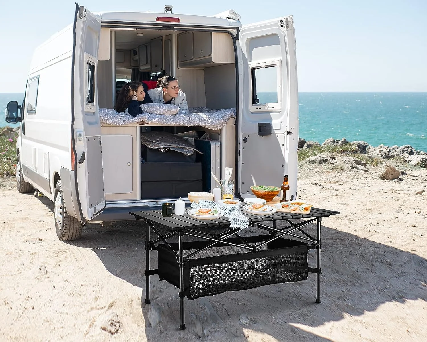 میز تاشو سبک وزن ORCHID M® مناسب کمپینگ، میز آلومینیومی تاشو با کیف حمل آسان برای استفاده در فضای داخلی، خارجی، کمپینگ، حیاط خلوت، باربیکیو، مهمانی، پاسیو، ساحل و پیک نیک