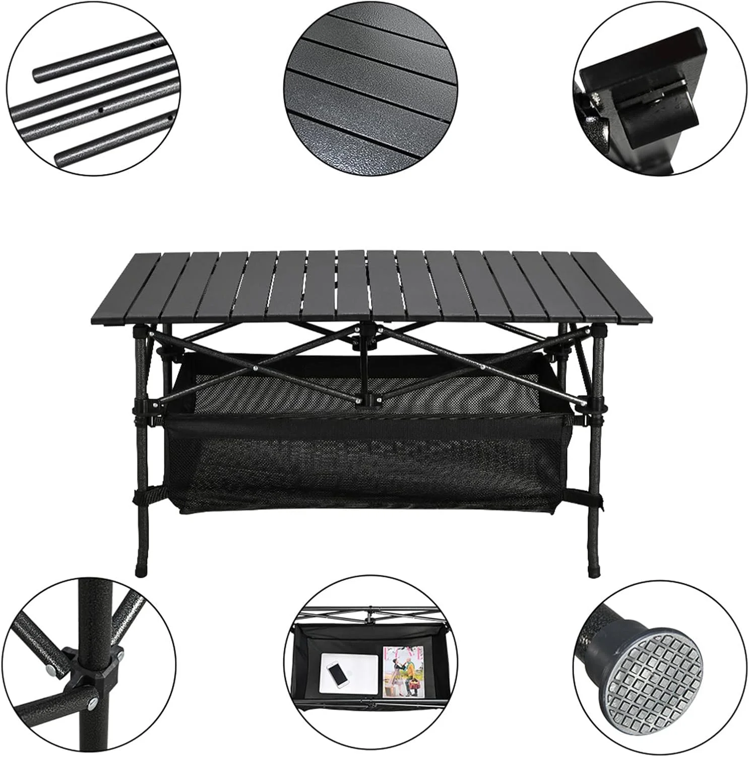میز تاشو کمپینگ VUCATIN، میز پیک نیک تاشو بزرگ قابل حمل 3.12 فوت به همراه کیف نگهداری و کیف حمل برای کمپینگ در فضای باز، پیک نیک، ماهیگیری، باربیکیو، میز سیاه میز تاشو کمپینگ VUCATIN، میز پیک نیک تاشو بزرگ قابل حمل 3.12 فوت به همراه کیف نگهداری و کیف حمل برای کمپینگ در فضای باز، پیک نیک، ماهیگیری، باربیکیو، میز سیاه