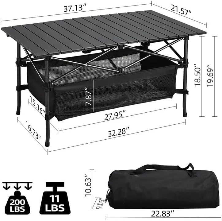 میز تاشو چوبی کمپینگ AUTOYSUR، میز پیک نیک قابل حمل با کیف حمل، میز بامبو رولی، میز کمپینگ مسافرتی فضای باز (مشکی-کوچک) میز تاشو چوبی کمپینگ AUTOYSUR، میز پیک نیک قابل حمل با کیف حمل، میز بامبو رولی، میز کمپینگ مسافرتی فضای باز (مشکی-کوچک)