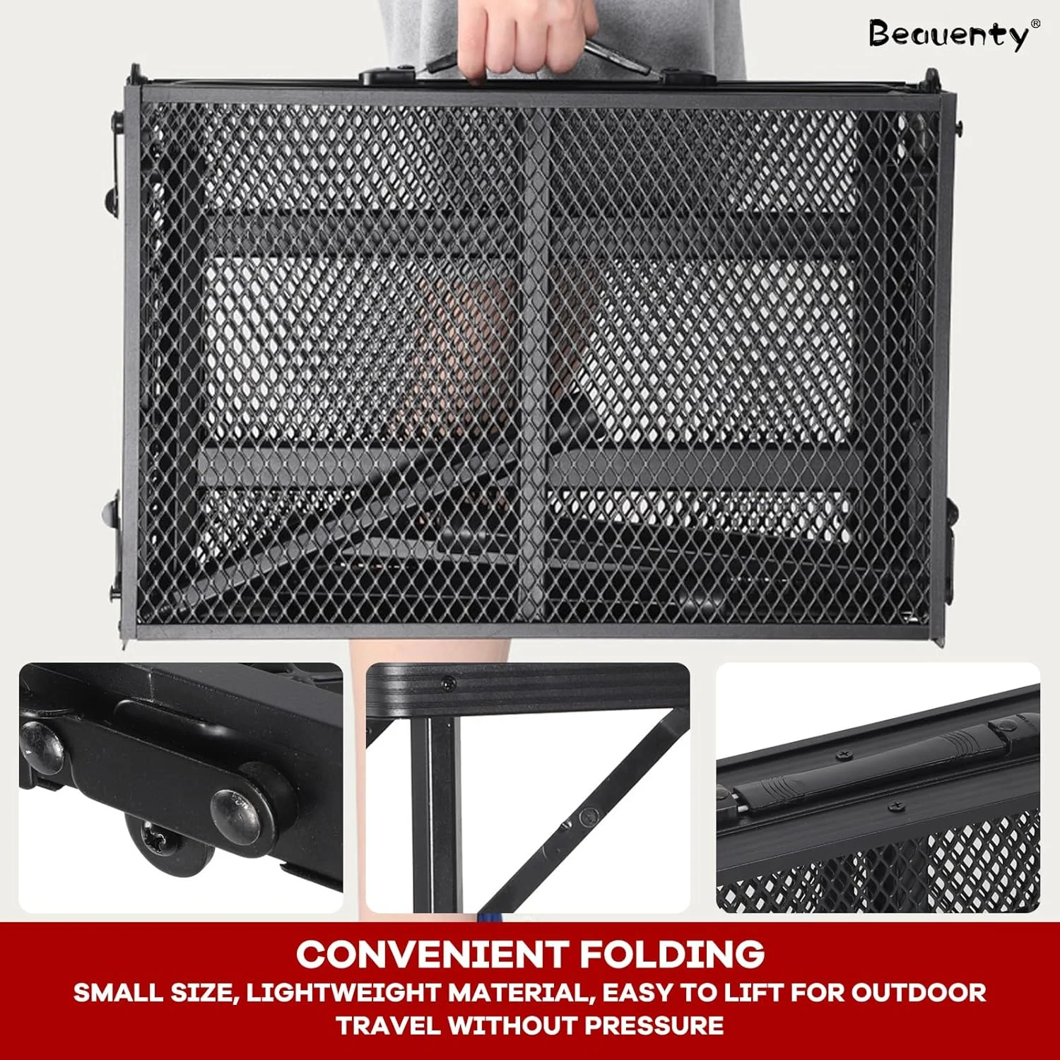 میز تاشو سبک وزن Beauenty با کیف حمل، میز گریل توری آلومینیومی 40 * 60/40 * 70 مقاوم در برابر درجه حرارت بالا، ظرفیت بار 20 کیلوگرم برای کمپینگ پیک نیک در فضای باز (40 * 70 مشکی) میز تاشو سبک وزن Beauenty با کیف حمل، میز گریل توری آلومینیومی 40 * 60/40 * 70 مقاوم در برابر درجه حرارت بالا، ظرفیت بار 20 کیلوگرم برای کمپینگ پیک نیک در فضای باز (40 * 70 مشکی)