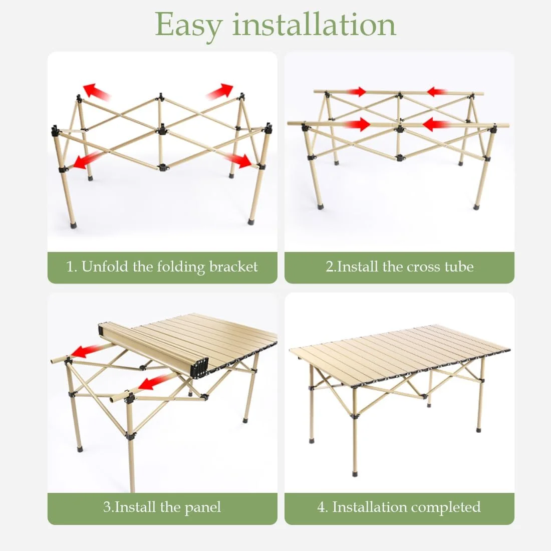 ست میز تاشو کمپینگ سولرکنم، سبک وزن، میز رول آپ تاشو آلومینیومی با کیف حمل مناسب، مناسب برای داخل خانه، خارج از خانه، کمپینگ، مهمانی، پیک نیک (1 * میز و 2 * صندلی)