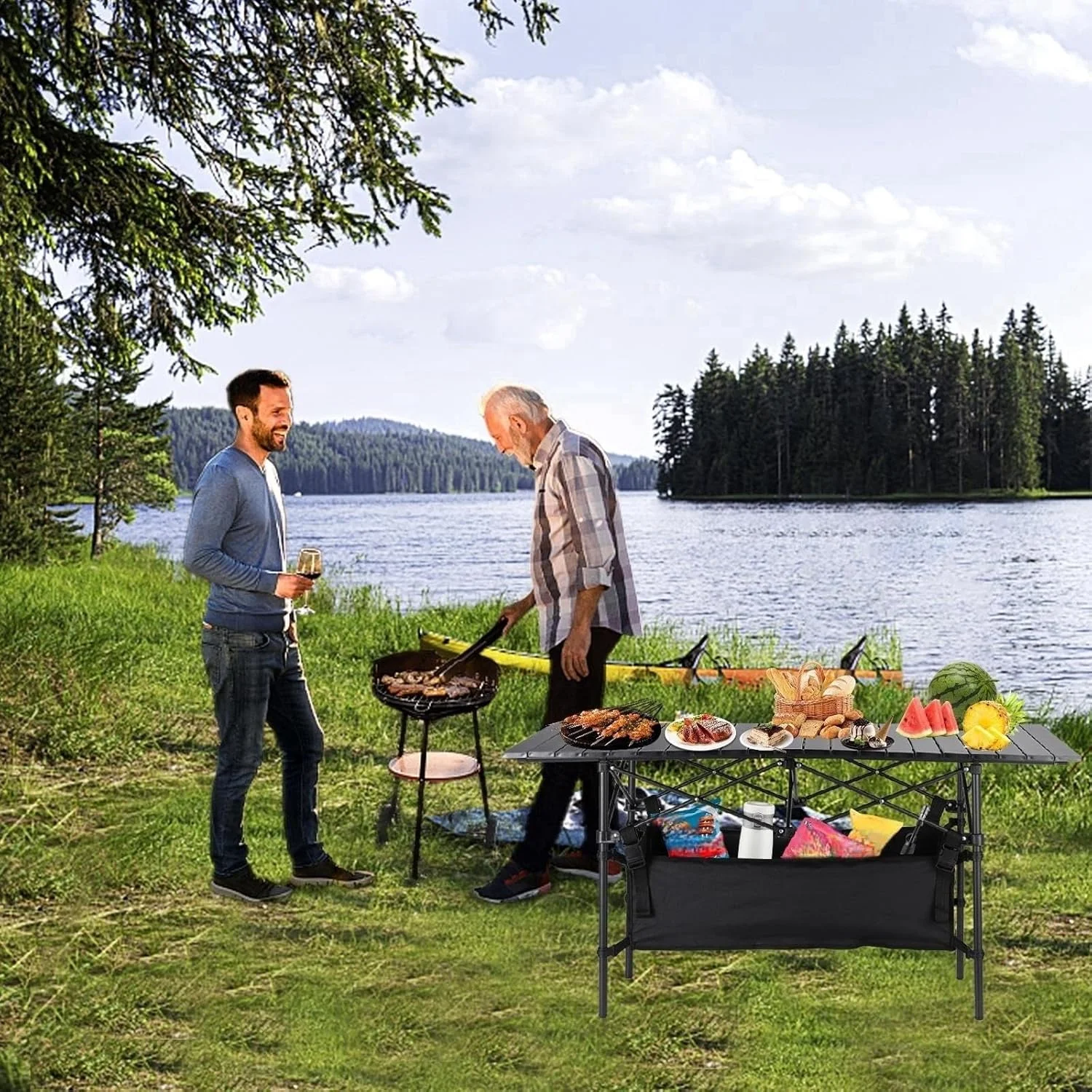 میز تاشو سبک وزن ORCHID M® مناسب کمپینگ، میز آلومینیومی تاشو با کیف حمل آسان برای استفاده در فضای داخلی، خارجی، کمپینگ، حیاط خلوت، باربیکیو، مهمانی، پاسیو، ساحل و پیک نیک