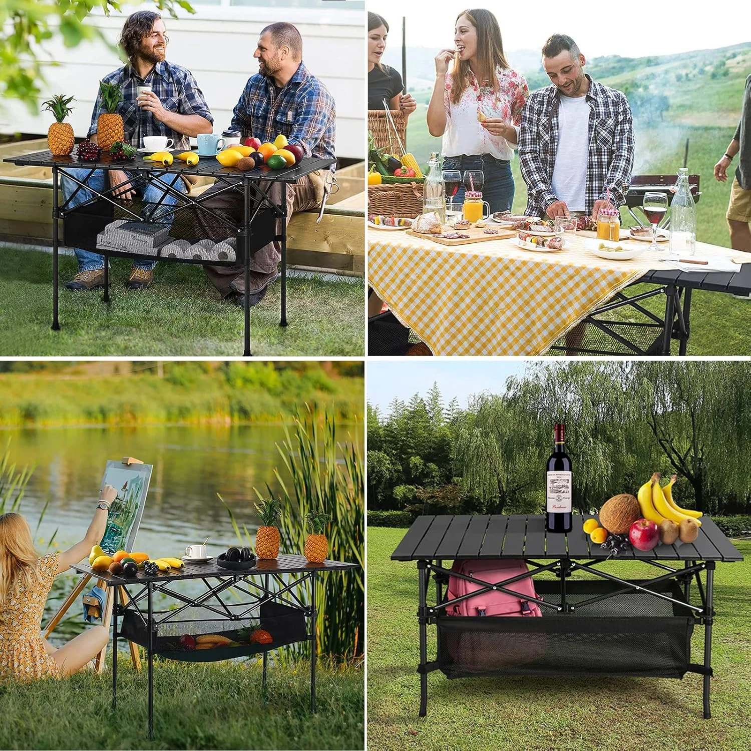 میز تاشو کمپینگ VUCATIN، میز پیک نیک تاشو بزرگ قابل حمل 3.12 فوت به همراه کیف نگهداری و کیف حمل برای کمپینگ در فضای باز، پیک نیک، ماهیگیری، باربیکیو، میز سیاه میز تاشو کمپینگ VUCATIN، میز پیک نیک تاشو بزرگ قابل حمل 3.12 فوت به همراه کیف نگهداری و کیف حمل برای کمپینگ در فضای باز، پیک نیک، ماهیگیری، باربیکیو، میز سیاه