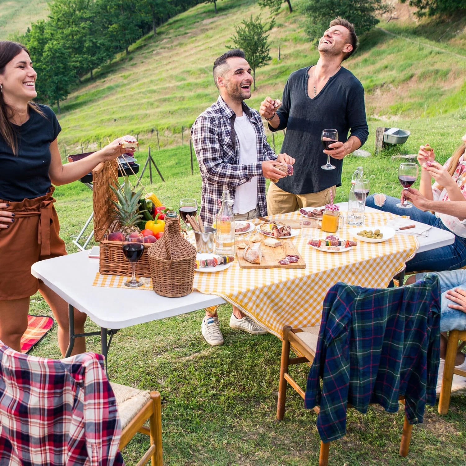 میز تاشو 1.8 متری KAIHAOWIN، میز تاشو سنگین و مقاوم مناسب فضای داخلی/خارجی، میز پلاستیکی تاشو کاربردی با دستگیره، میز ناهارخوری با ارتفاع قابل تنظیم برای پیک نیک، مهمانی، کمپینگ میز تاشو 1.8 متری KAIHAOWIN، میز تاشو سنگین و مقاوم مناسب فضای داخلی/خارجی، میز پلاستیکی تاشو کاربردی با دستگیره، میز ناهارخوری با ارتفاع قابل تنظیم برای پیک نیک، مهمانی، کمپینگ