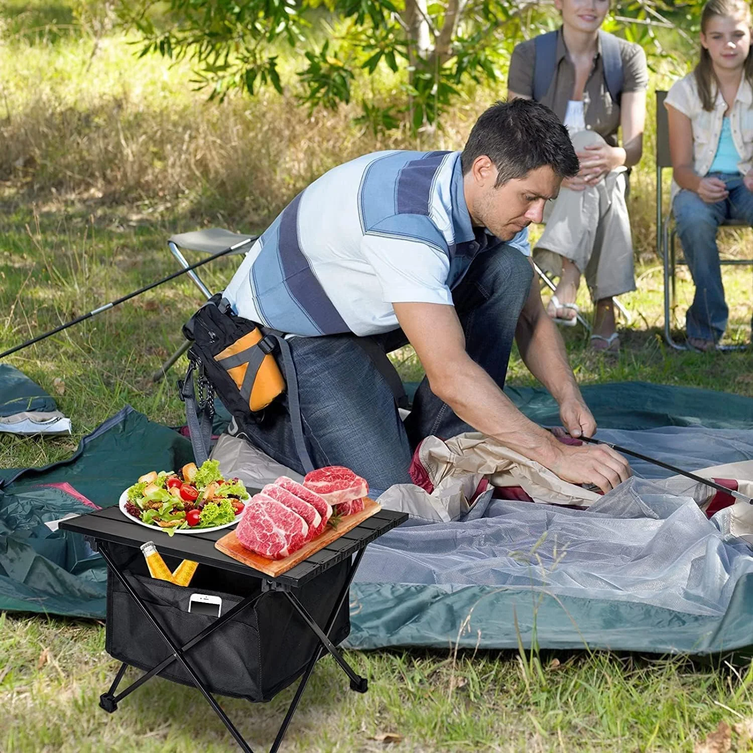 KASTWAVE Portable Lightweight Camping Folding Table, with Storage Bag, Camping Side Table with Aluminum Table Top, Water-Proof Beach Table, Easy Carrying for Camp, Beach, Picnics, Hiking, Fishing KASTWAVE Portable Lightweight Camping Folding Table, with Storage Bag, Camping Side Table with Aluminum Table Top, Water-Proof Beach Table, Easy Carrying for Camp, Beach, Picnics, Hiking, Fishing