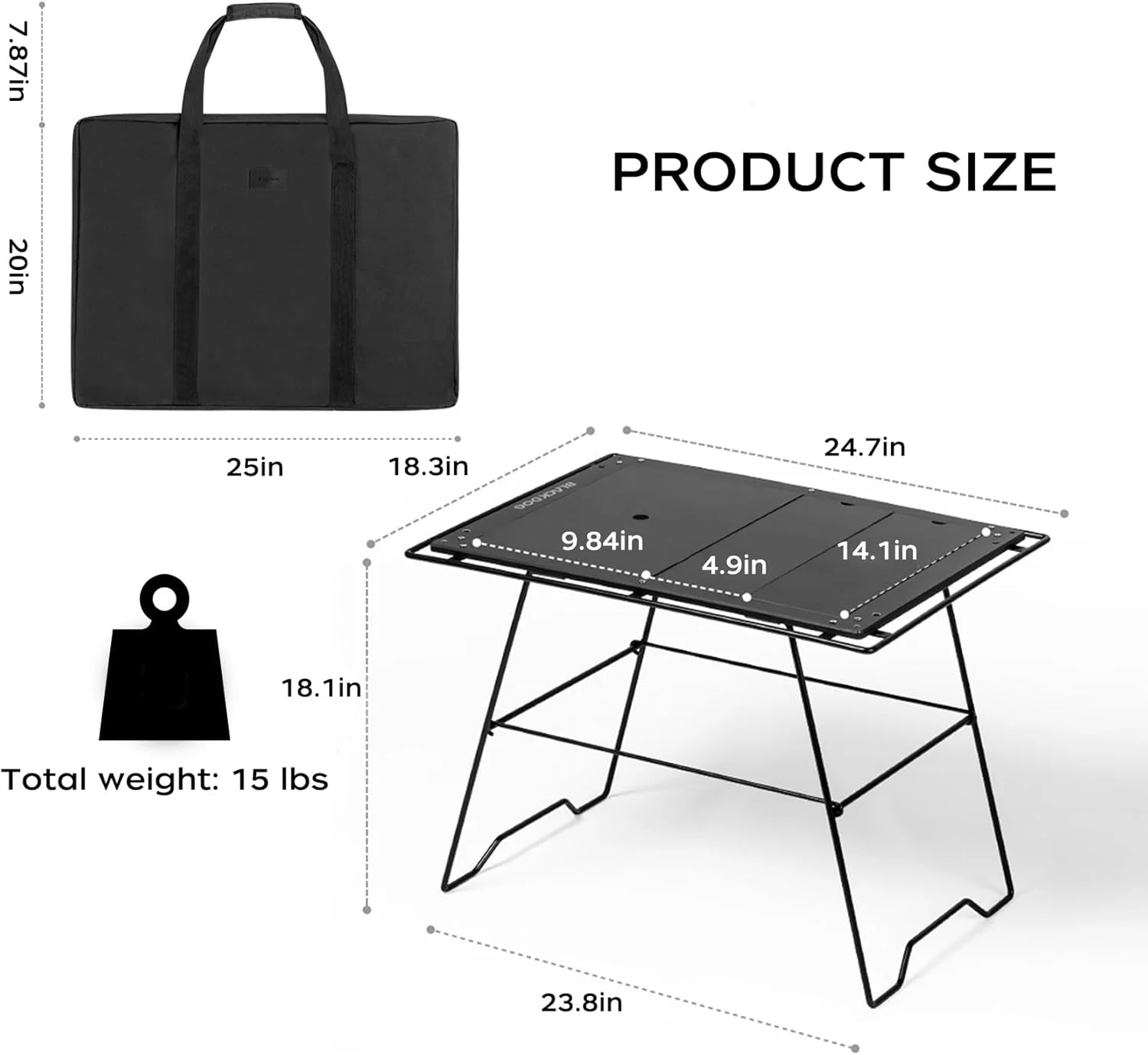 میز تاشو کمپینگ قابل حمل با سیستم مدولار اتصال، میز پیک نیک سبک و جمع و جور در فضای باز با کیف حمل، قاب فلزی سنگین، سطح ضد آب، برای باربیکیو، پیاده روی، ساحل میز تاشو کمپینگ قابل حمل با سیستم مدولار اتصال، میز پیک نیک سبک و جمع و جور در فضای باز با کیف حمل، قاب فلزی سنگین، سطح ضد آب، برای باربیکیو، پیاده روی، ساحل