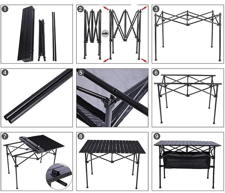 میز پیک نیک تاشو قابل حمل، جیب ضد آب، برای باربیکیو در فضای باز، آشپزی، ساحل و کمپینگ - 95 x 55 x 50CM (مشکی) میز پیک نیک تاشو قابل حمل، جیب ضد آب، برای باربیکیو در فضای باز، آشپزی، ساحل و کمپینگ - 95 x 55 x 50CM (مشکی)