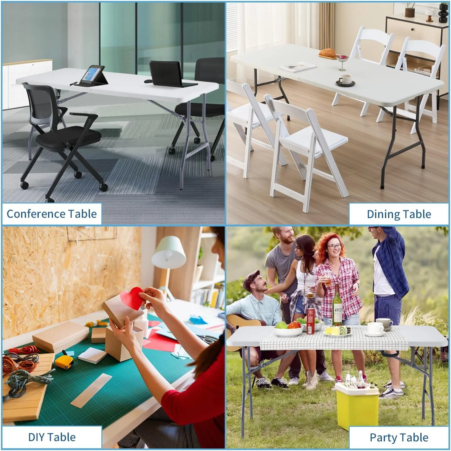 میز تاشو 1.8 متری KAIHAOWIN، میز تاشو سنگین و مقاوم مناسب فضای داخلی/خارجی، میز پلاستیکی تاشو کاربردی با دستگیره، میز ناهارخوری با ارتفاع قابل تنظیم برای پیک نیک، مهمانی، کمپینگ میز تاشو 1.8 متری KAIHAOWIN، میز تاشو سنگین و مقاوم مناسب فضای داخلی/خارجی، میز پلاستیکی تاشو کاربردی با دستگیره، میز ناهارخوری با ارتفاع قابل تنظیم برای پیک نیک، مهمانی، کمپینگ