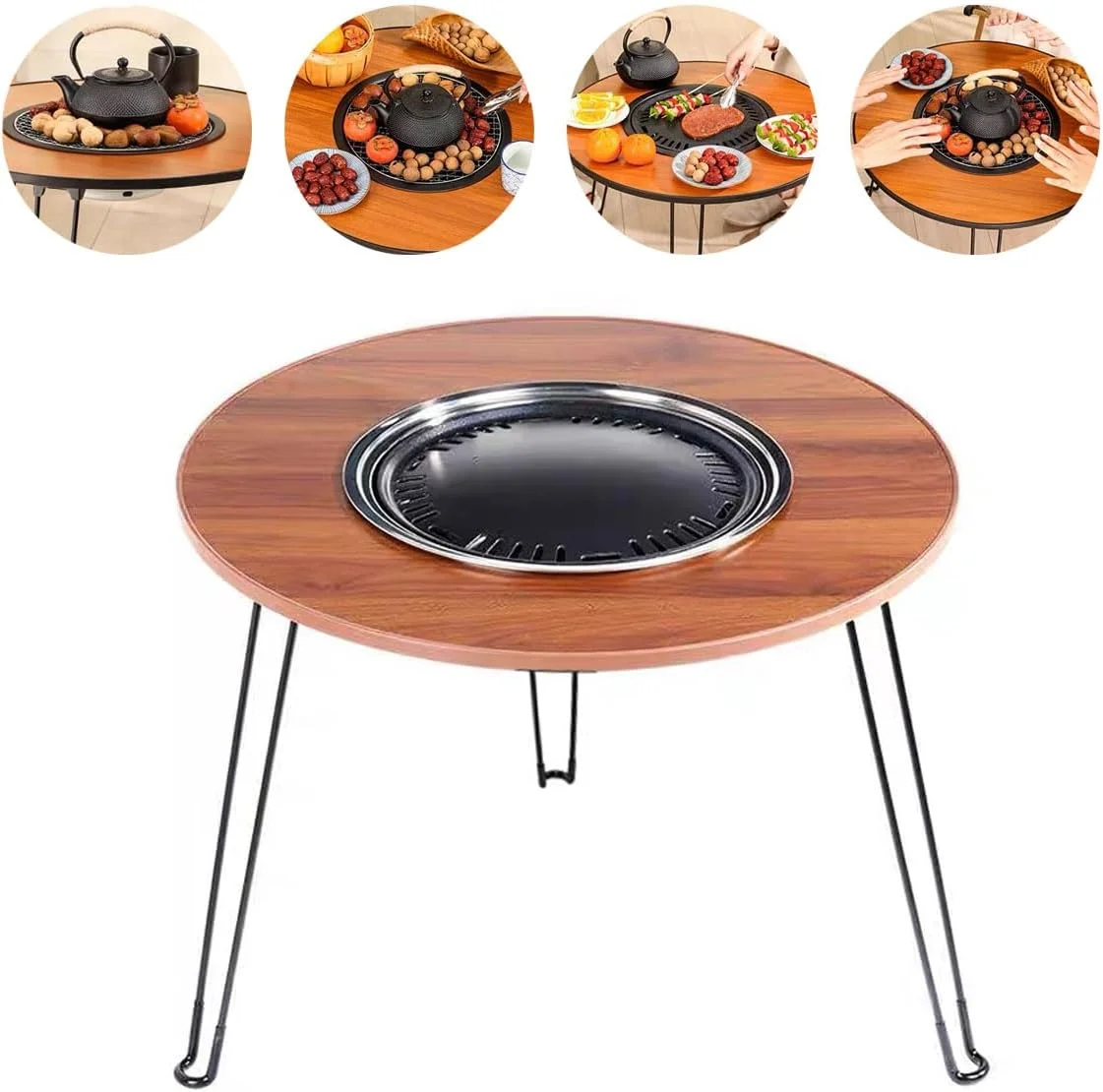 میز باربیکیو کمپینگ، میز ناهارخوری قابل حمل در فضای باز با کیف حمل، ست پیک نیک تاشو برای ساحل، باغ یا کمپینگ