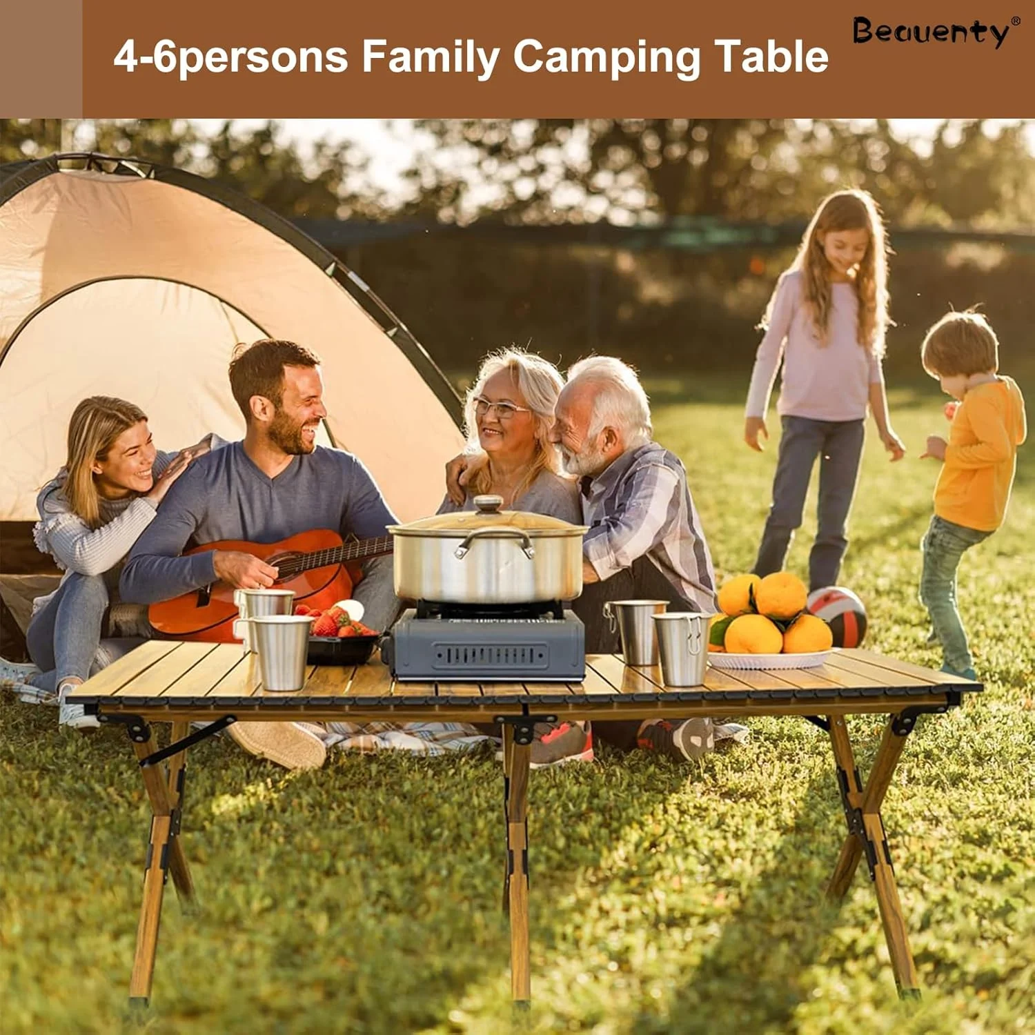 میز تاشو قابل حمل Beauenty، میز پیک نیک تاشو سبک وزن مناسب کمپینگ، ساحل، باربیکیو و مهمانی