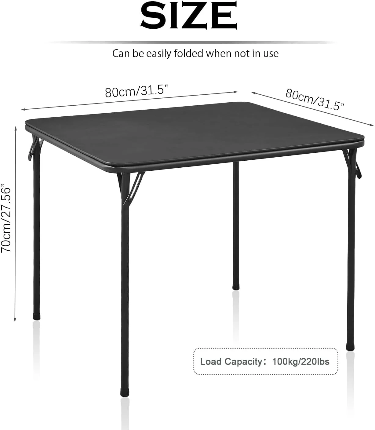 میز تاشو مربعی KAIHAOWIN، میز کارتی با روکش وینیل قابل حمل، طراحی چند منظوره و مقاوم برای استفاده در داخل و خارج از منزل، ایده آل برای مهمانی، پیک نیک، کمپینگ - مشکی میز تاشو مربعی KAIHAOWIN، میز کارتی با روکش وینیل قابل حمل، طراحی چند منظوره و مقاوم برای استفاده در داخل و خارج از منزل، ایده آل برای مهمانی، پیک نیک، کمپینگ - مشکی