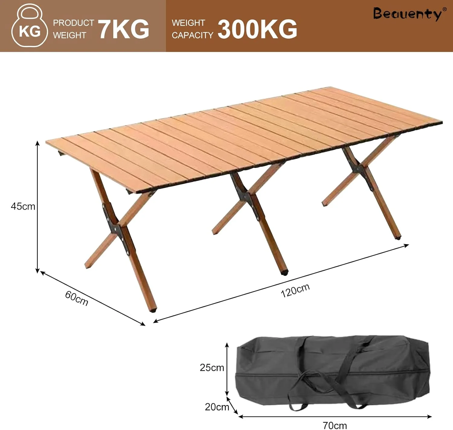 میز تاشو قابل حمل Beauenty، میز پیک نیک تاشو سبک وزن مناسب کمپینگ، ساحل، باربیکیو و مهمانی