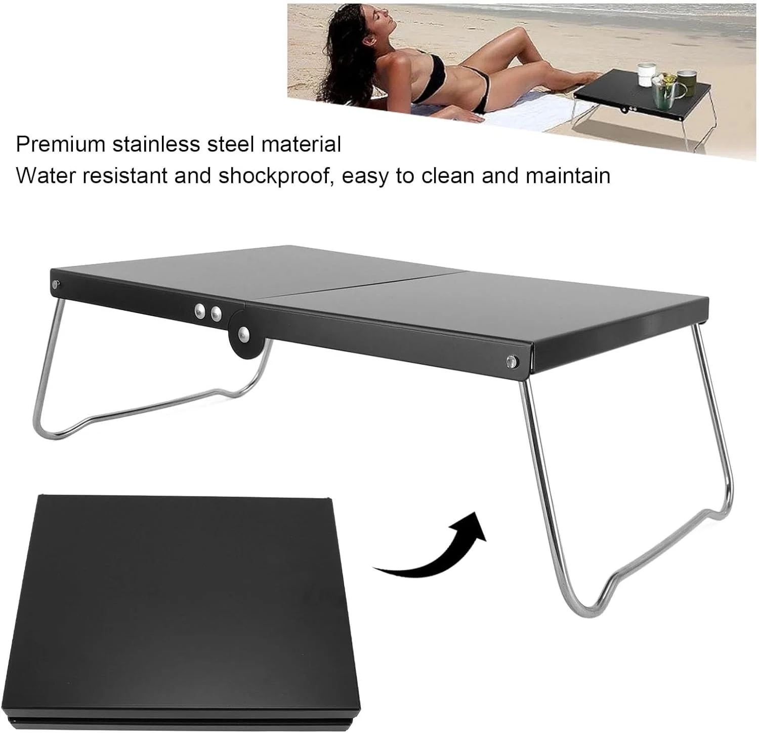 میز تاشو کمپینگ Gernie، میز کمپینگ تاشو مسافرتی قابل حمل با ارتفاع 4.8، میز کم ارتفاع استیل ضد زنگ محکم با کیف حمل، ایده آل برای پیک نیک، مسافرت، ساحل، نشستن روی زمین میز تاشو کمپینگ Gernie، میز کمپینگ تاشو مسافرتی قابل حمل با ارتفاع 4.8، میز کم ارتفاع استیل ضد زنگ محکم با کیف حمل، ایده آل برای پیک نیک، مسافرت، ساحل، نشستن روی زمین