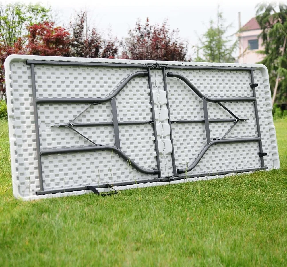 میز تاشو 6 فوتی پلاستیکی قابل حمل برای پیک نیک، مهمانی، غذاخوری، کمپینگ در فضای داخلی و خارجی میز تاشو 6 فوتی پلاستیکی قابل حمل برای پیک نیک، مهمانی، غذاخوری، کمپینگ در فضای داخلی و خارجی