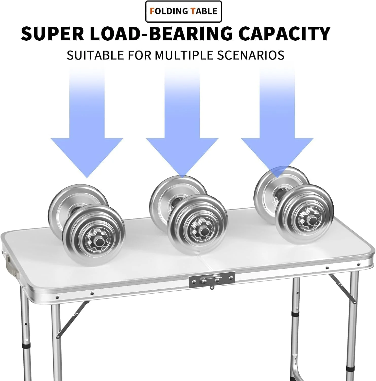 SKY-TOUCH Folding Trestle Outdoor Camping Table,Aluminum Alloy Outdoor Folding Picnic Table,Lightweight Trestle Outdoor Camping Table For BBQ Party, Folds in Half with Carry Handle,White(120×60×70cm) SKY-TOUCH Folding Trestle Outdoor Camping Table,Aluminum Alloy Outdoor Folding Picnic Table,Lightweight Trestle Outdoor Camping Table For BBQ Party, Folds in Half with Carry Handle,White(120×60×70cm)