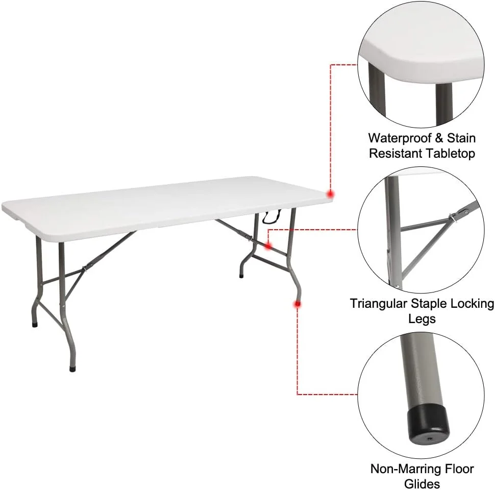 میز تاشو قابل حمل 180 سانتی متری، مناسب برای فضای باز، مهمانی، میز ناهارخوری برای 8 نفر، میز پلاستیکی پیک نیک و کمپینگ با فریم فلزی سنگین و دستگیره حمل، مناسب برای باغ، حیاط، مهمانی خانگی و عروسی میز تاشو قابل حمل 180 سانتی متری، مناسب برای فضای باز، مهمانی، میز ناهارخوری برای 8 نفر، میز پلاستیکی پیک نیک و کمپینگ با فریم فلزی سنگین و دستگیره حمل، مناسب برای باغ، حیاط، مهمانی خانگی و عروسی
