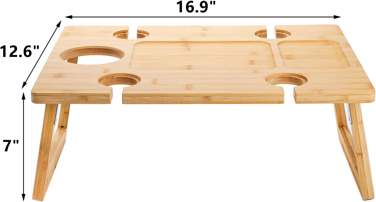 میز پیک نیک شراب بامبو Peohud، سینی تاشو تنقلات با نگهدارنده لیوان شراب، میز شراب قابل حمل برای ساحل، پارک، کمپینگ، 43 × 33 سانتی متر میز پیک نیک شراب بامبو Peohud، سینی تاشو تنقلات با نگهدارنده لیوان شراب، میز شراب قابل حمل برای ساحل، پارک، کمپینگ، 43 × 33 سانتی متر