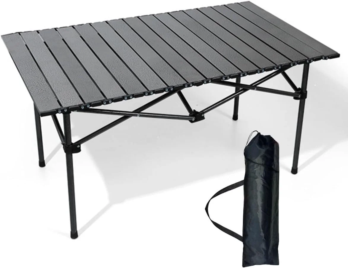 میز تاشو کمپینگ بادوام ECVV، ۹۵×۵۵×۵۰ سانتی‌متر، رویه آلومینیومی فوق‌العاده سبک با کیف حمل، حمل آسان، مناسب برای پیک نیک، آشپزی، ساحل، پیاده‌روی، ماهیگیری، مهمانی‌ها و دورهمی‌های فضای باز