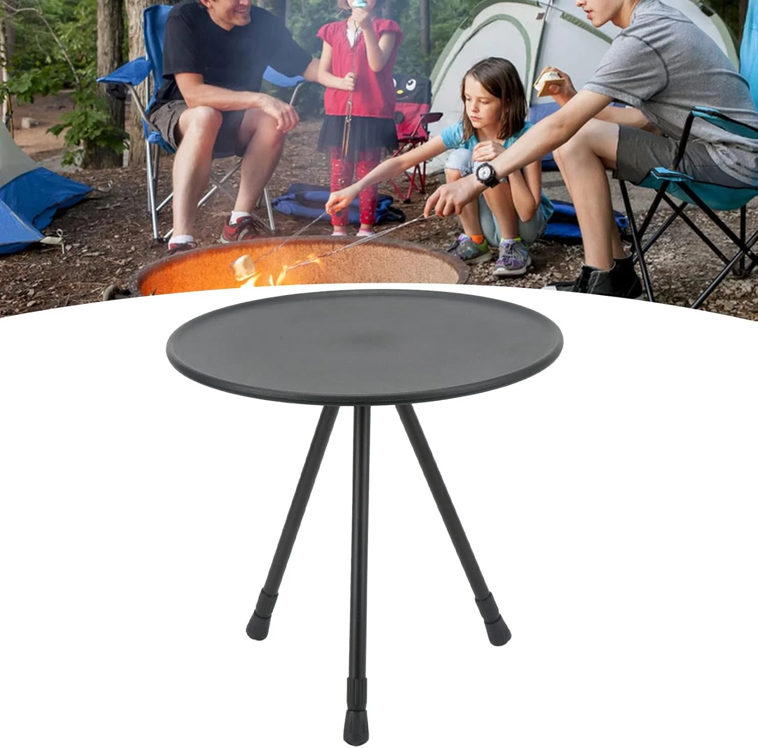 میز تاشو گرد سفری Rengu، میز پیک نیک قابل حمل با پایه سه گوشه متحرک و قابل گسترش برای استفاده در منزل (مشکی مات) میز تاشو گرد سفری Rengu، میز پیک نیک قابل حمل با پایه سه گوشه متحرک و قابل گسترش برای استفاده در منزل (مشکی مات)