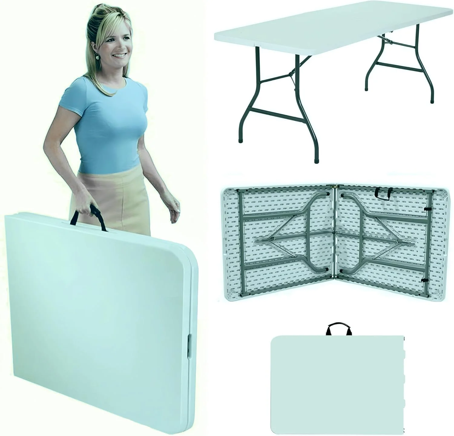 میز تاشو کمپینگ چند منظوره هِکسار مدل سنگین، مناسب پیک نیک، غذاخوری، کاردستی، رویدادهای فضای باز، سبک و بادوام با دستگیره حمل (180x70x74 سانتی متر)