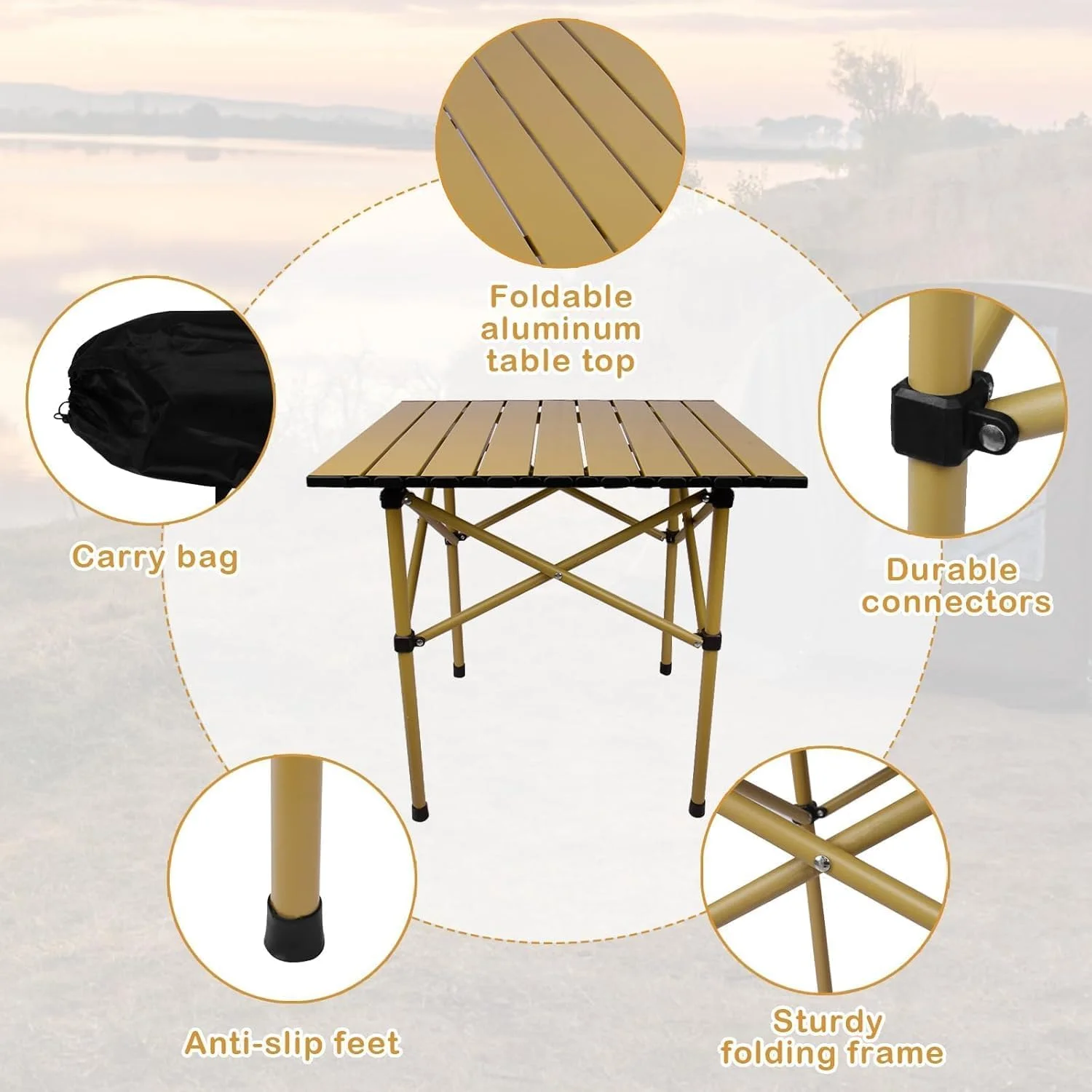 میز تاشو کمپینگ ORCHID M®، میز کمپینگ آلومینیومی رولی، میز قابل حمل و بادوام با کیف حمل برای پیک نیک در فضای باز، ساحل، آشپزخانه - 21(L) x20(W) x20(H) میز تاشو کمپینگ ORCHID M®، میز کمپینگ آلومینیومی رولی، میز قابل حمل و بادوام با کیف حمل برای پیک نیک در فضای باز، ساحل، آشپزخانه - 21(L) x20(W) x20(H)