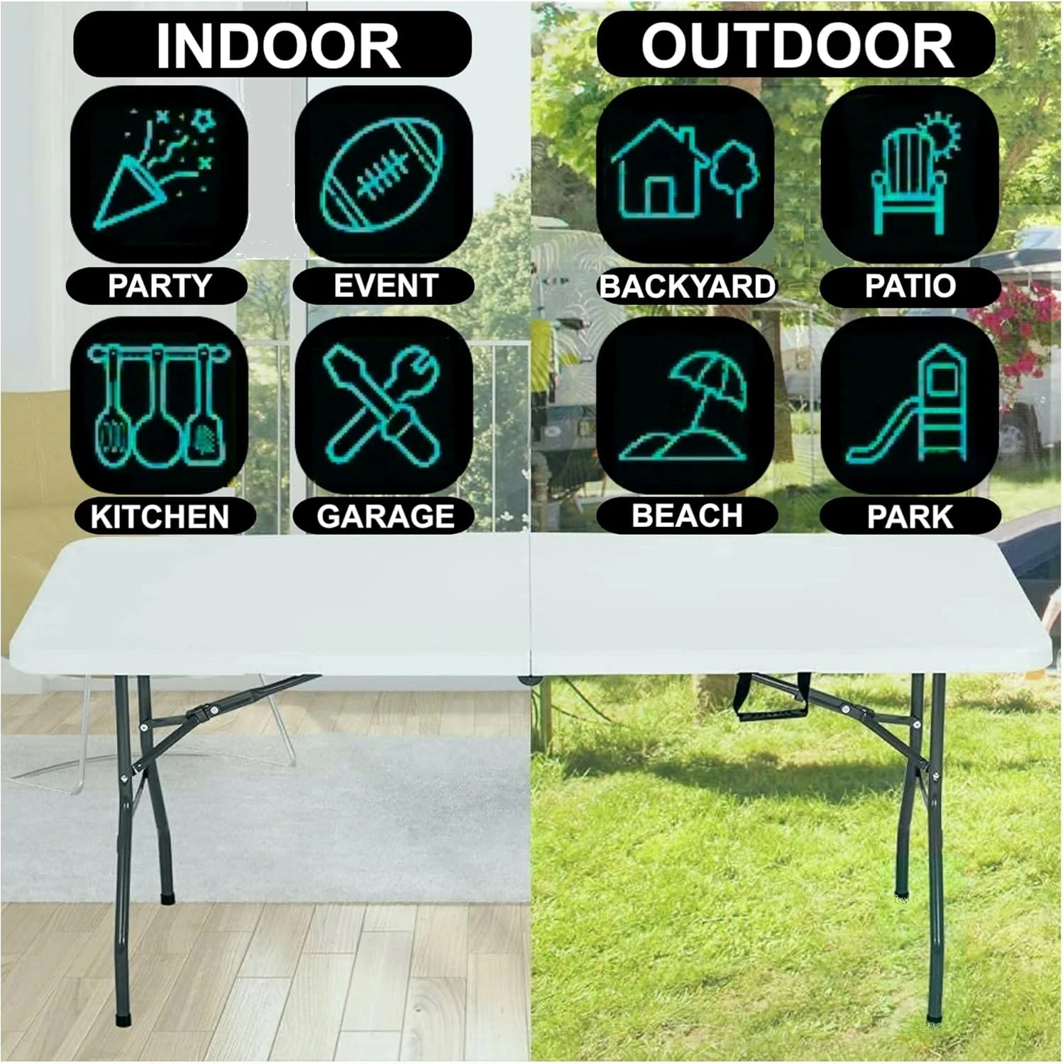 میز تاشو کمپینگ چند منظوره هِکسار مدل سنگین، مناسب پیک نیک، غذاخوری، کاردستی، رویدادهای فضای باز، سبک و بادوام با دستگیره حمل (180x70x74 سانتی متر) میز تاشو کمپینگ چند منظوره هِکسار مدل سنگین، مناسب پیک نیک، غذاخوری، کاردستی، رویدادهای فضای باز، سبک و بادوام با دستگیره حمل (180x70x74 سانتی متر)