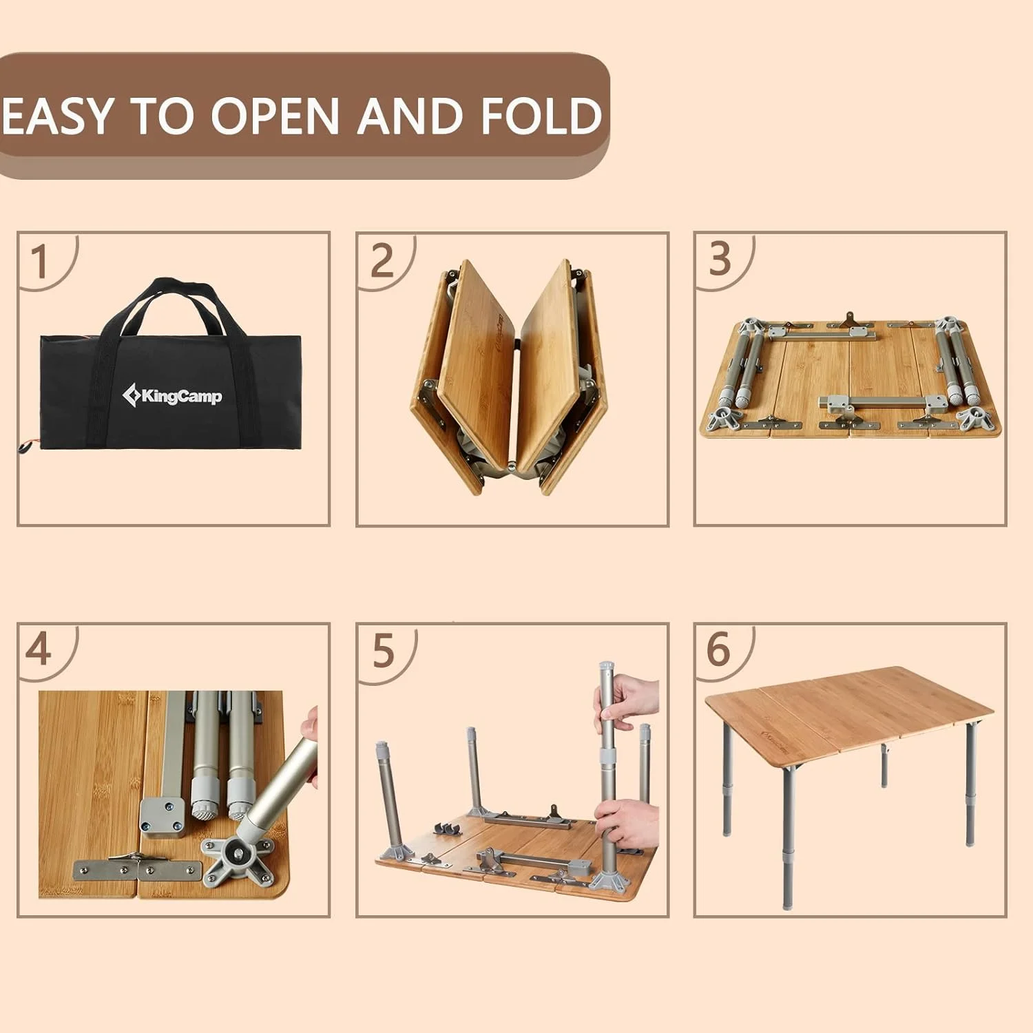 میز تاشو قابل حمل KingCamp از جنس بامبو، قابل تنظیم، ضد اشعه ماوراء بنفش، مناسب پیک نیک، کمپینگ، سه ارتفاع، 2-6 نفره، 60x40x27/40 سانتی متر، زرد، 60x40 سانتی متر، 2 نفره میز تاشو قابل حمل KingCamp از جنس بامبو، قابل تنظیم، ضد اشعه ماوراء بنفش، مناسب پیک نیک، کمپینگ، سه ارتفاع، 2-6 نفره، 60x40x27/40 سانتی متر، زرد، 60x40 سانتی متر، 2 نفره