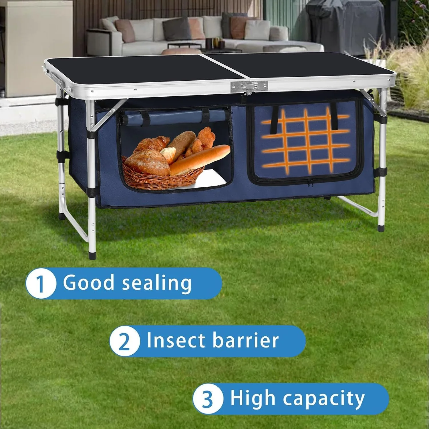 میز تاشو آلومینیومی کمپینگ با پایه های قابل تنظیم برای مسافرت در فضای باز، ساحل، حیاط خلوت، باربیکیو، مهمانی و پیک نیک میز تاشو آلومینیومی کمپینگ با پایه های قابل تنظیم برای مسافرت در فضای باز، ساحل، حیاط خلوت، باربیکیو، مهمانی و پیک نیک