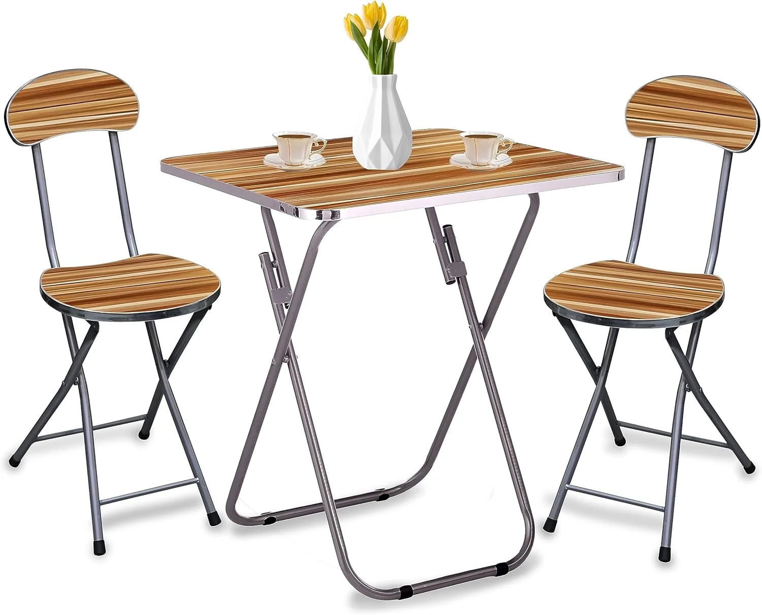 ست میز پیک نیک تاشو قابل حمل و چند منظوره توشیونیکس با صندلی و ساختار آلومینیومی بادوام - ایده آل برای ماجراجویی در فضای باز، مسافرت و دورهمی (چوب ترکیبی (مربع))