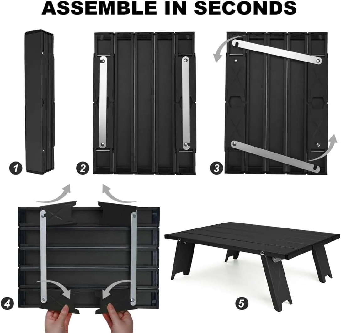 میز کمپینگ، میز پیک نیک کوچک، میز تاشو، میز ساحلی قابل حمل، بادوام، عالی برای فضای باز، پیک نیک، باربیکیو، آشپزی، جشنواره ها، سواحل و استفاده در منزل - مشکی میز کمپینگ، میز پیک نیک کوچک، میز تاشو، میز ساحلی قابل حمل، بادوام، عالی برای فضای باز، پیک نیک، باربیکیو، آشپزی، جشنواره ها، سواحل و استفاده در منزل - مشکی