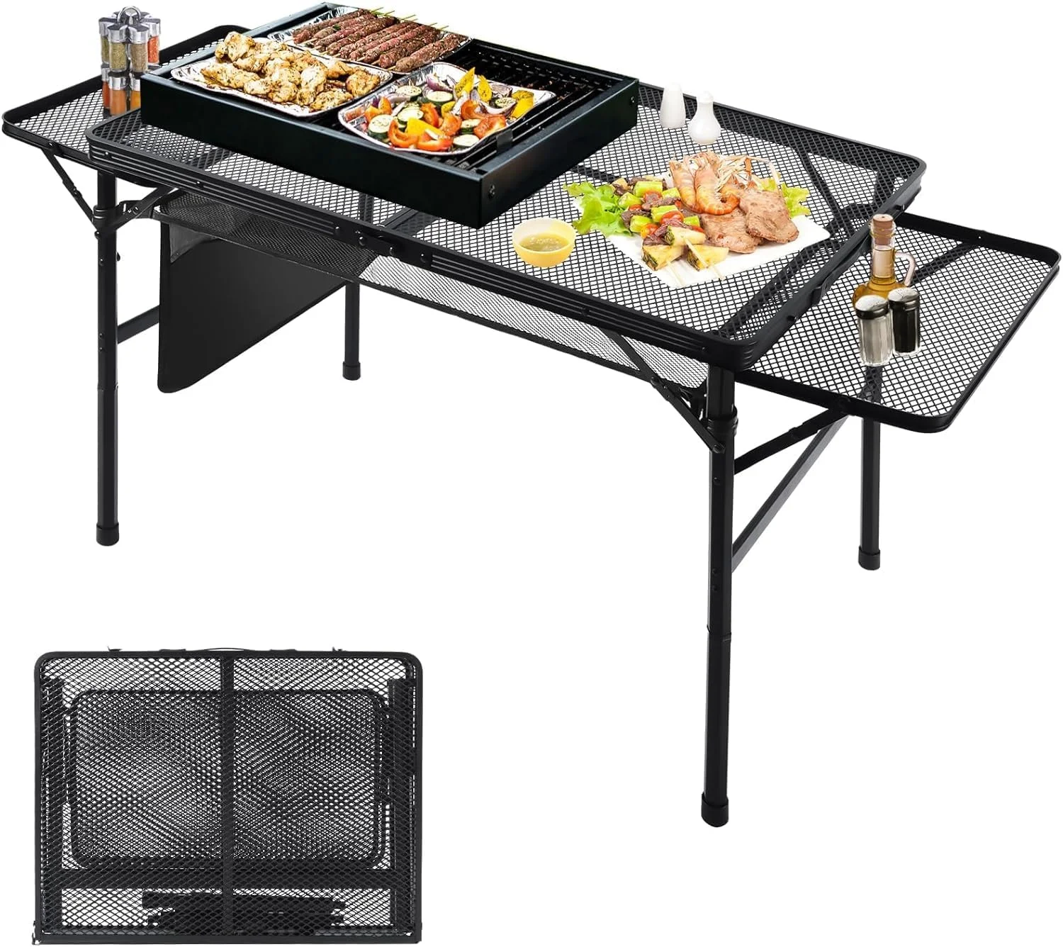 میز تاشو کمپینگ 0TO1، میز تاشو قابل حمل با 2 صفحه جانبی، میز کمپینگ 90x60 سانتیمتری با سطح مشبک، میز پیک نیک مناسب برای فضای باز، پیک نیک، آشپزی، ساحل، پیادهروی، ماهیگیری میز تاشو کمپینگ 0TO1، میز تاشو قابل حمل با 2 صفحه جانبی، میز کمپینگ 90x60 سانتیمتری با سطح مشبک، میز پیک نیک مناسب برای فضای باز، پیک نیک، آشپزی، ساحل، پیادهروی، ماهیگیری