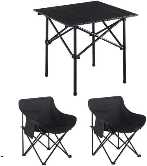 ست میز باغ پاسیو MOMENT، میز و صندلی مبلمان فضای باز، ست میز پیک نیک تاشو قابل حمل، ست بیسترو فضای باز، 1 میز و 2 صندلی