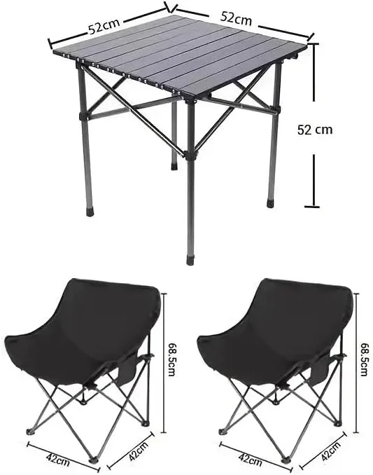 ست میز باغ پاسیو MOMENT، میز و صندلی مبلمان فضای باز، ست میز پیک نیک تاشو قابل حمل، ست بیسترو فضای باز، 1 میز و 2 صندلی
