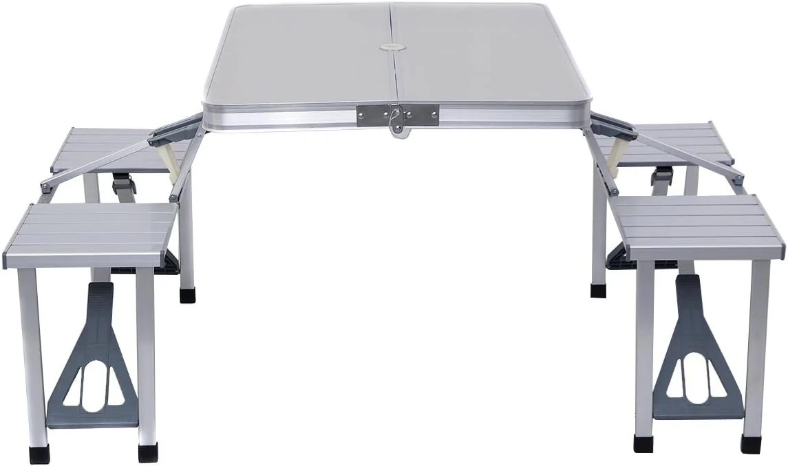 میز تاشو چهار نفره کلاس مناسب برای فضای باز، ایده آل برای باربیکیو در فضای باز، میزهای پیک نیک، کمپینگ، صندلی و میز، نقره ای، دارای دستگیره حمل آسان، نقره ای، CLDNAL01 میز تاشو چهار نفره کلاس مناسب برای فضای باز، ایده آل برای باربیکیو در فضای باز، میزهای پیک نیک، کمپینگ، صندلی و میز، نقره ای، دارای دستگیره حمل آسان، نقره ای، CLDNAL01