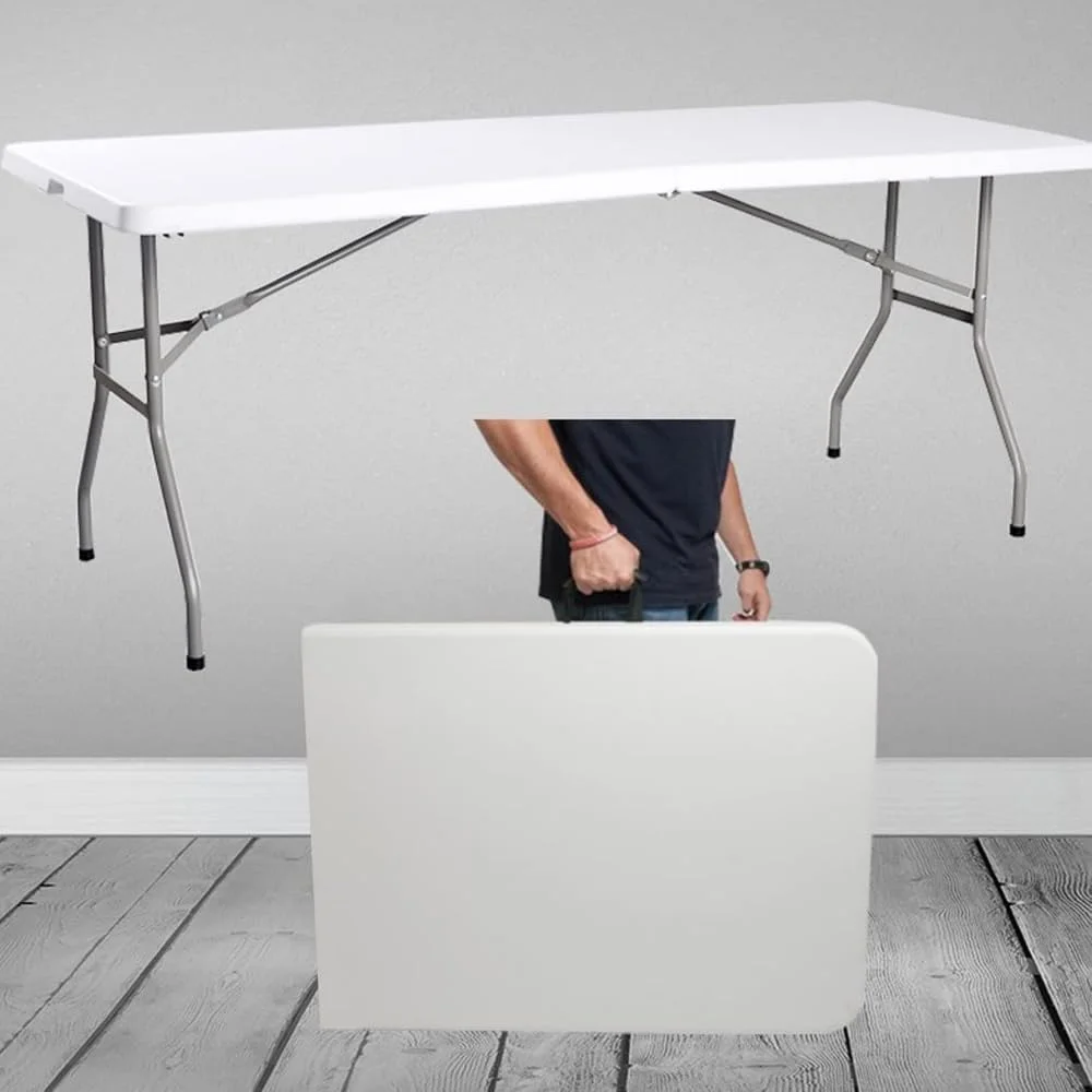 میز تاشو سبک وزن SKY-TOUCH مناسب کمپینگ در فضای باز، میز تاشو پلاستیکی سنگین برای پیک نیک در فضای باز، میز تاشو برای مهمانی باربیکیو، تاشو از وسط با دسته حمل، سفید (180×75×75 سانتی متر) میز تاشو سبک وزن SKY-TOUCH مناسب کمپینگ در فضای باز، میز تاشو پلاستیکی سنگین برای پیک نیک در فضای باز، میز تاشو برای مهمانی باربیکیو، تاشو از وسط با دسته حمل، سفید (180×75×75 سانتی متر)