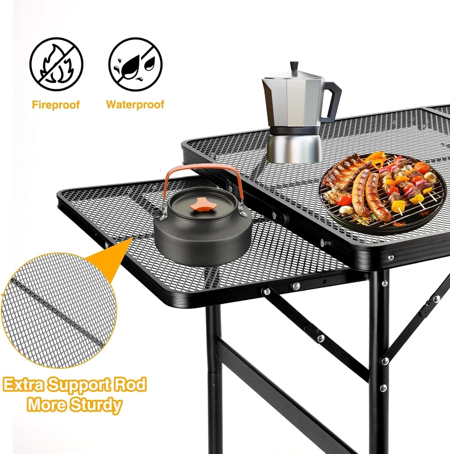 میز تاشو کمپینگ 0TO1، میز تاشو قابل حمل با 2 صفحه جانبی، میز کمپینگ 90x60 سانتیمتری با سطح مشبک، میز پیک نیک مناسب برای فضای باز، پیک نیک، آشپزی، ساحل، پیادهروی، ماهیگیری میز تاشو کمپینگ 0TO1، میز تاشو قابل حمل با 2 صفحه جانبی، میز کمپینگ 90x60 سانتیمتری با سطح مشبک، میز پیک نیک مناسب برای فضای باز، پیک نیک، آشپزی، ساحل، پیادهروی، ماهیگیری