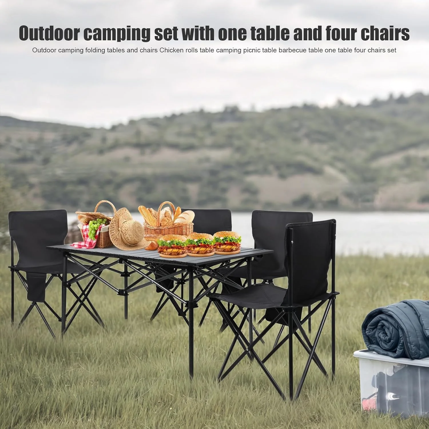 میز و صندلی کمپینگ MOMENT، میز و صندلی تاشو پیک نیک 4 نفره، ست میز تاشو رولی با فضای ذخیره سازی بزرگ و کیف حمل برای مهمانی های باربیکیو در فضای داخلی و خارجی، ماهیگیری، ساحل، 95 سانتی متر (طول) × 55 سانتی متر (عرض) میز و صندلی کمپینگ MOMENT، میز و صندلی تاشو پیک نیک 4 نفره، ست میز تاشو رولی با فضای ذخیره سازی بزرگ و کیف حمل برای مهمانی های باربیکیو در فضای داخلی و خارجی، ماهیگیری، ساحل، 95 سانتی متر (طول) × 55 سانتی متر (عرض)