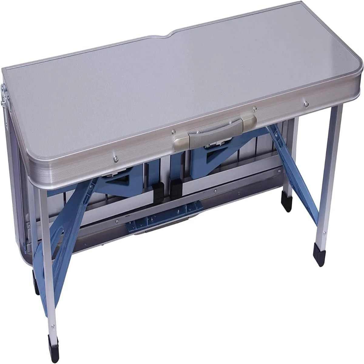 میز پیک نیک تاشو آلومینیومی با 4 صندلی، ست قابل حمل باغ و کمپینگ، سبک و بادوام، تمیز کردن آسان، مقاوم، نقره ای، نصب سریع، مناسب برای استفاده در فضای داخلی و خارجی، اندازه باز شده 136 سانتی متر