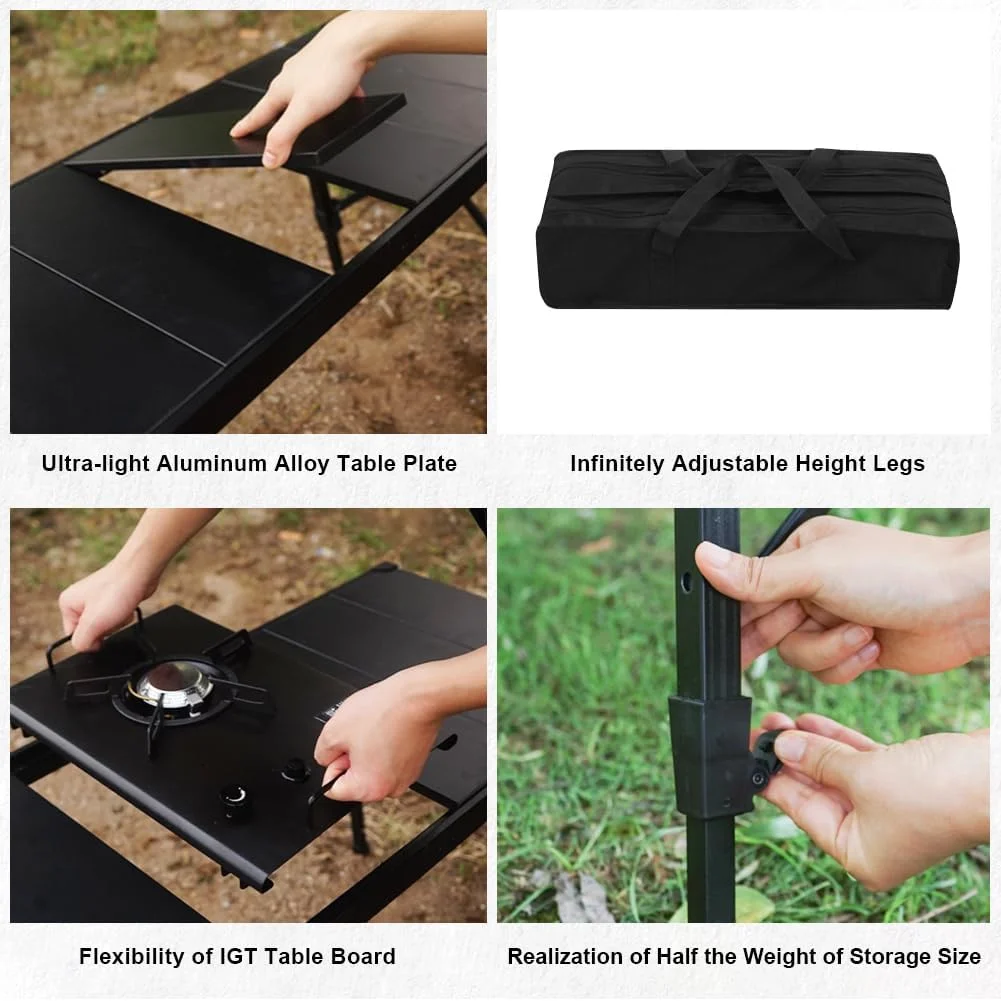 میز تاشو قابل حمل پیک نیک و کمپینگ ایمگوکاها، میز فضای باز IGT با ارتفاع قابل تنظیم به همراه کیف حمل برای پخت و پز، مسافرت، پیک نیک، مهمانی، ساحل، حیاط خلوت، باربیکیو، پاسیو میز تاشو قابل حمل پیک نیک و کمپینگ ایمگوکاها، میز فضای باز IGT با ارتفاع قابل تنظیم به همراه کیف حمل برای پخت و پز، مسافرت، پیک نیک، مهمانی، ساحل، حیاط خلوت، باربیکیو، پاسیو