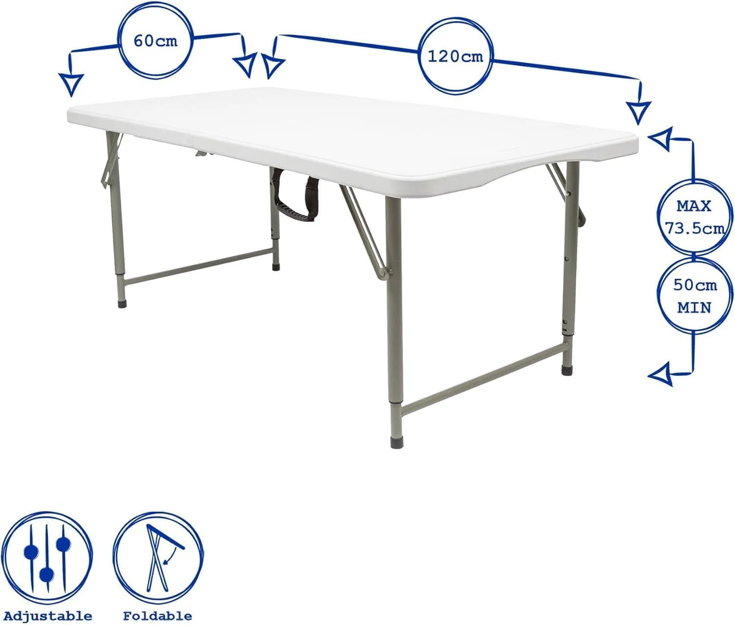 میز تاشو سبک وزن SKY-TOUCH مناسب کمپینگ در فضای باز، میز پیک نیک پلاستیکی مقاوم برای فضای باز، تاشو از وسط با دستگیره حمل، سفید (120x60x75 سانتی متر) میز تاشو سبک وزن SKY-TOUCH مناسب کمپینگ در فضای باز، میز پیک نیک پلاستیکی مقاوم برای فضای باز، تاشو از وسط با دستگیره حمل، سفید (120x60x75 سانتی متر)