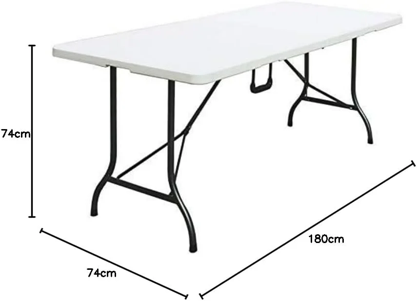 Showay Multi-Functional Adjustable Folding Table Portable Plastic Picnic Party Camping Table Indoor Outdoor, Size 180X74X74Cm, Maple, Off-White Showay Multi-Functional Adjustable Folding Table Portable Plastic Picnic Party Camping Table Indoor Outdoor, Size 180X74X74Cm, Maple, Off-White