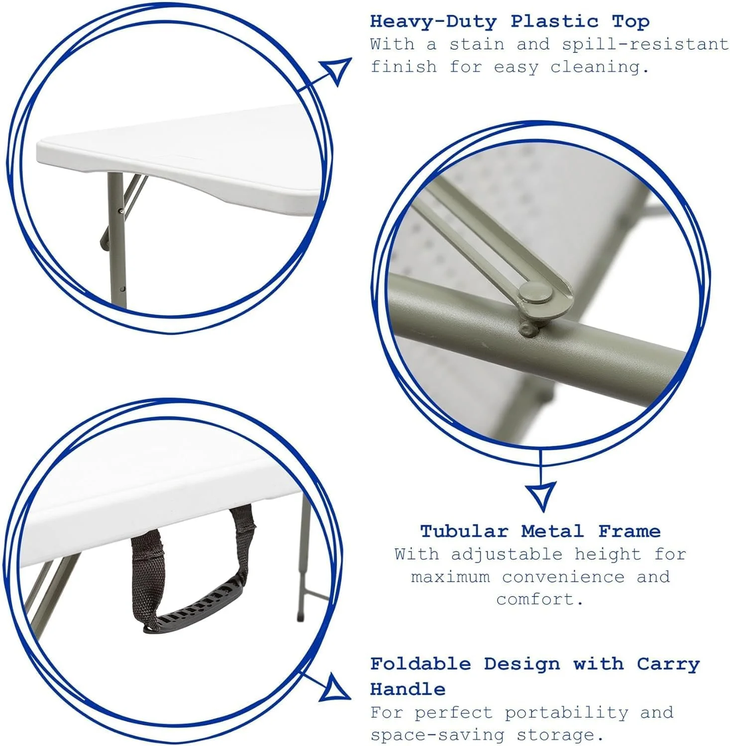 میز تاشو سبک وزن SKY-TOUCH مناسب کمپینگ در فضای باز، میز پیک نیک پلاستیکی مقاوم برای فضای باز، تاشو از وسط با دستگیره حمل، سفید (120x60x75 سانتی متر) میز تاشو سبک وزن SKY-TOUCH مناسب کمپینگ در فضای باز، میز پیک نیک پلاستیکی مقاوم برای فضای باز، تاشو از وسط با دستگیره حمل، سفید (120x60x75 سانتی متر)