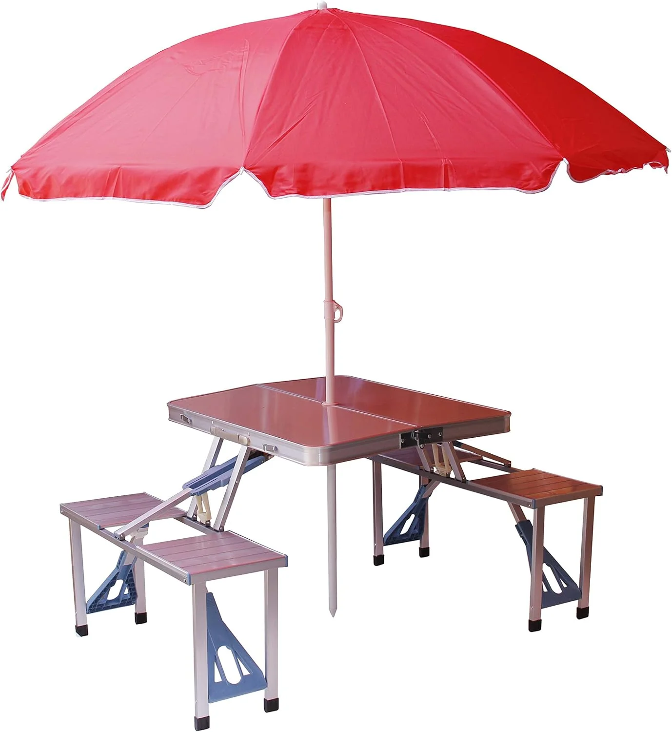 میز پیک نیک تاشو آلومینیومی با 4 صندلی، ست قابل حمل مناسب فضای باز و باغ - FS-3695، نقره ای میز پیک نیک تاشو آلومینیومی با 4 صندلی، ست قابل حمل مناسب فضای باز و باغ - FS-3695، نقره ای