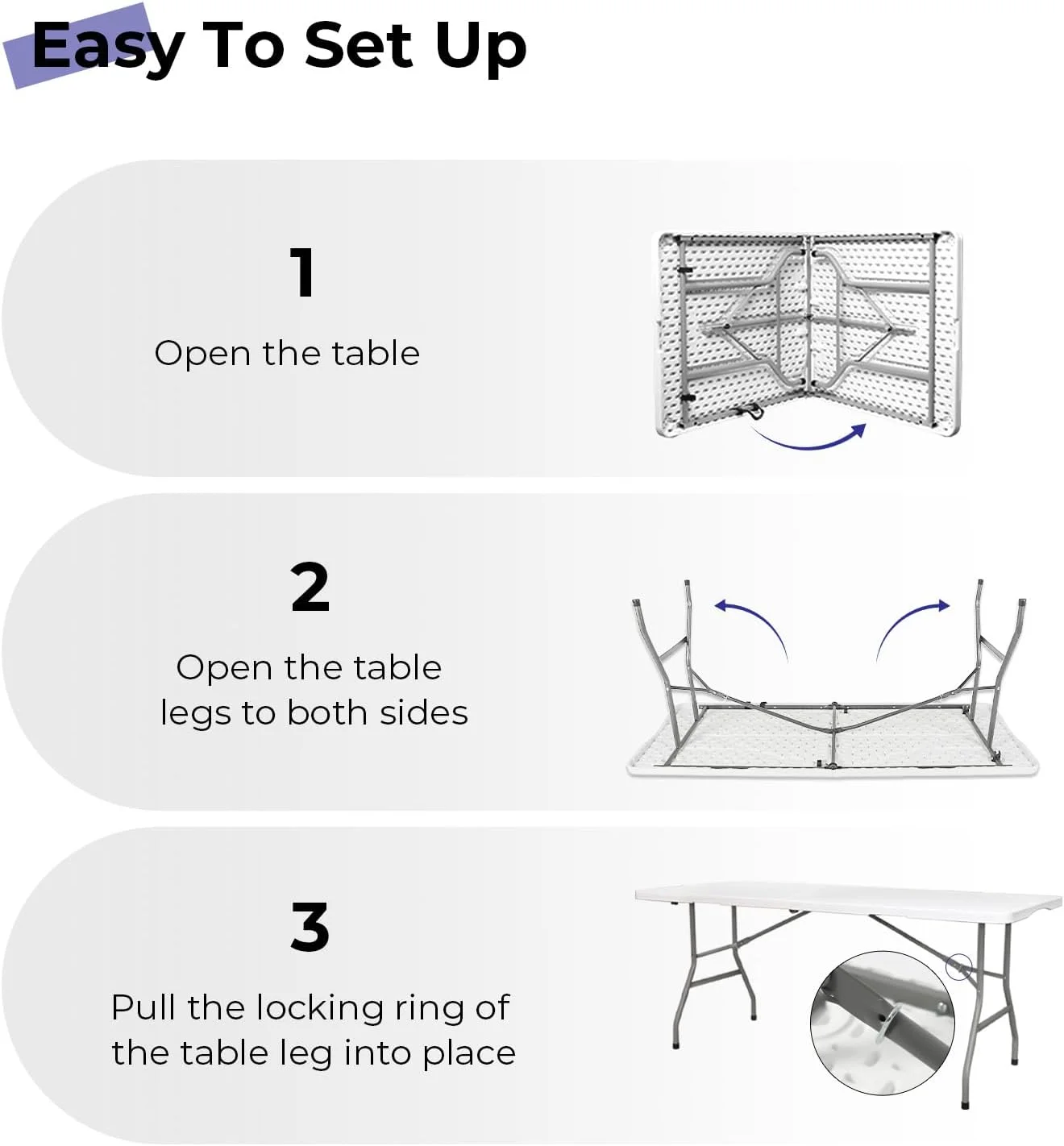 میز تاشو بیلیبل SHOWAY، میز پیک نیک پلاستیکی تاشو سنگین 180 سانتی متری، میز ناهار خوری پلاستیکی مناسب فضای داخلی و خارجی برای کمپینگ، پیک نیک و مهمانی، سفید میز تاشو بیلیبل SHOWAY، میز پیک نیک پلاستیکی تاشو سنگین 180 سانتی متری، میز ناهار خوری پلاستیکی مناسب فضای داخلی و خارجی برای کمپینگ، پیک نیک و مهمانی، سفید