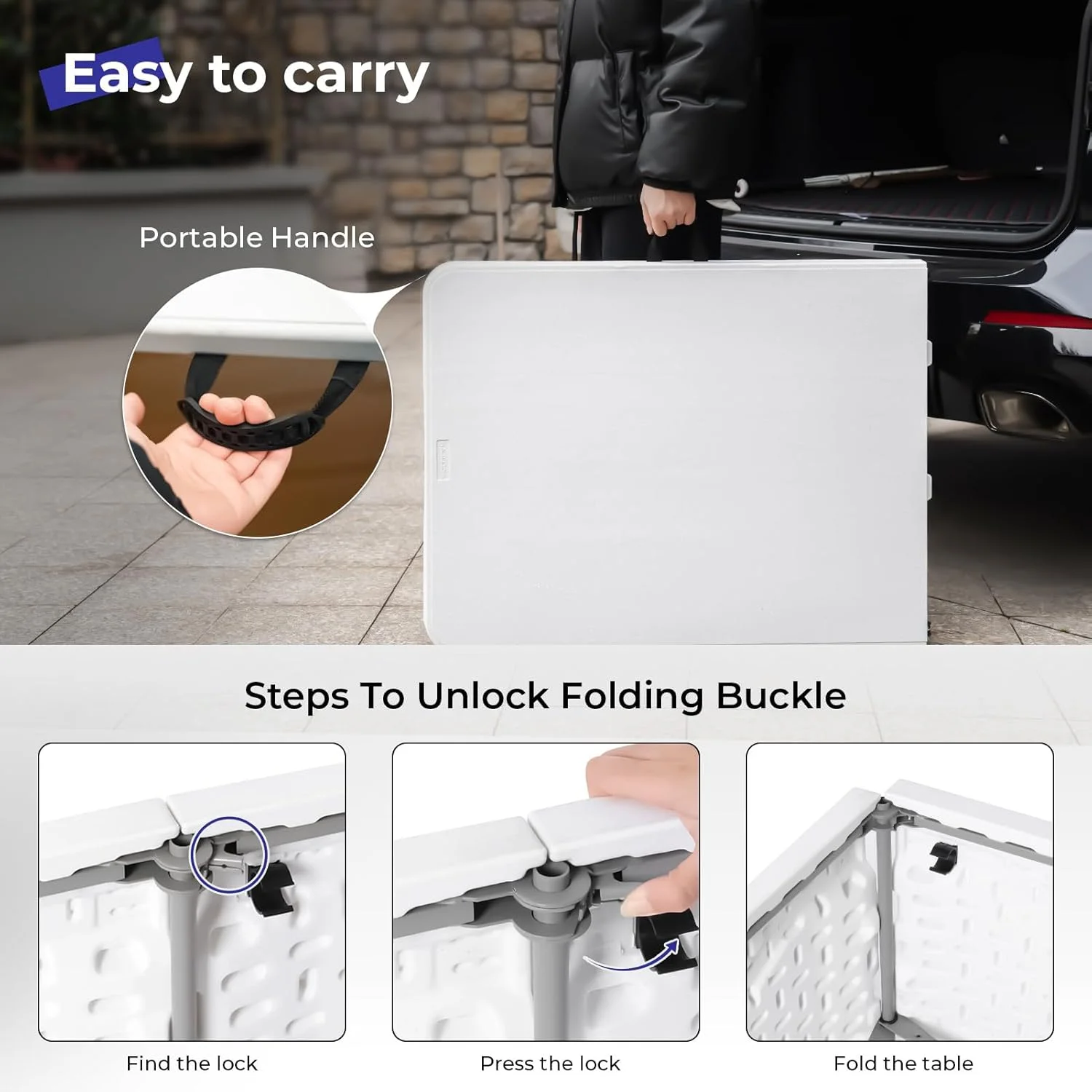 میز تاشو بیلیبل SHOWAY، میز پیک نیک پلاستیکی تاشو سنگین 180 سانتی متری، میز ناهار خوری پلاستیکی مناسب فضای داخلی و خارجی برای کمپینگ، پیک نیک و مهمانی، سفید میز تاشو بیلیبل SHOWAY، میز پیک نیک پلاستیکی تاشو سنگین 180 سانتی متری، میز ناهار خوری پلاستیکی مناسب فضای داخلی و خارجی برای کمپینگ، پیک نیک و مهمانی، سفید