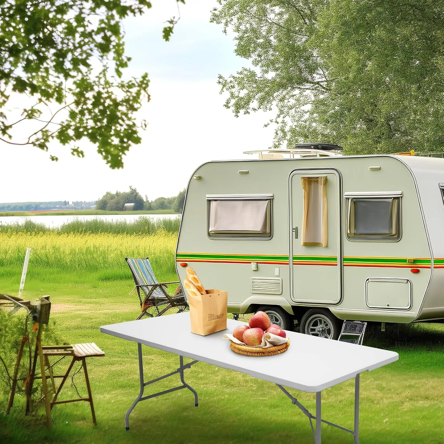 میز تاشو بیلیبل SHOWAY، میز پیک نیک پلاستیکی تاشو سنگین 180 سانتی متری، میز ناهار خوری پلاستیکی مناسب فضای داخلی و خارجی برای کمپینگ، پیک نیک و مهمانی، سفید میز تاشو بیلیبل SHOWAY، میز پیک نیک پلاستیکی تاشو سنگین 180 سانتی متری، میز ناهار خوری پلاستیکی مناسب فضای داخلی و خارجی برای کمپینگ، پیک نیک و مهمانی، سفید