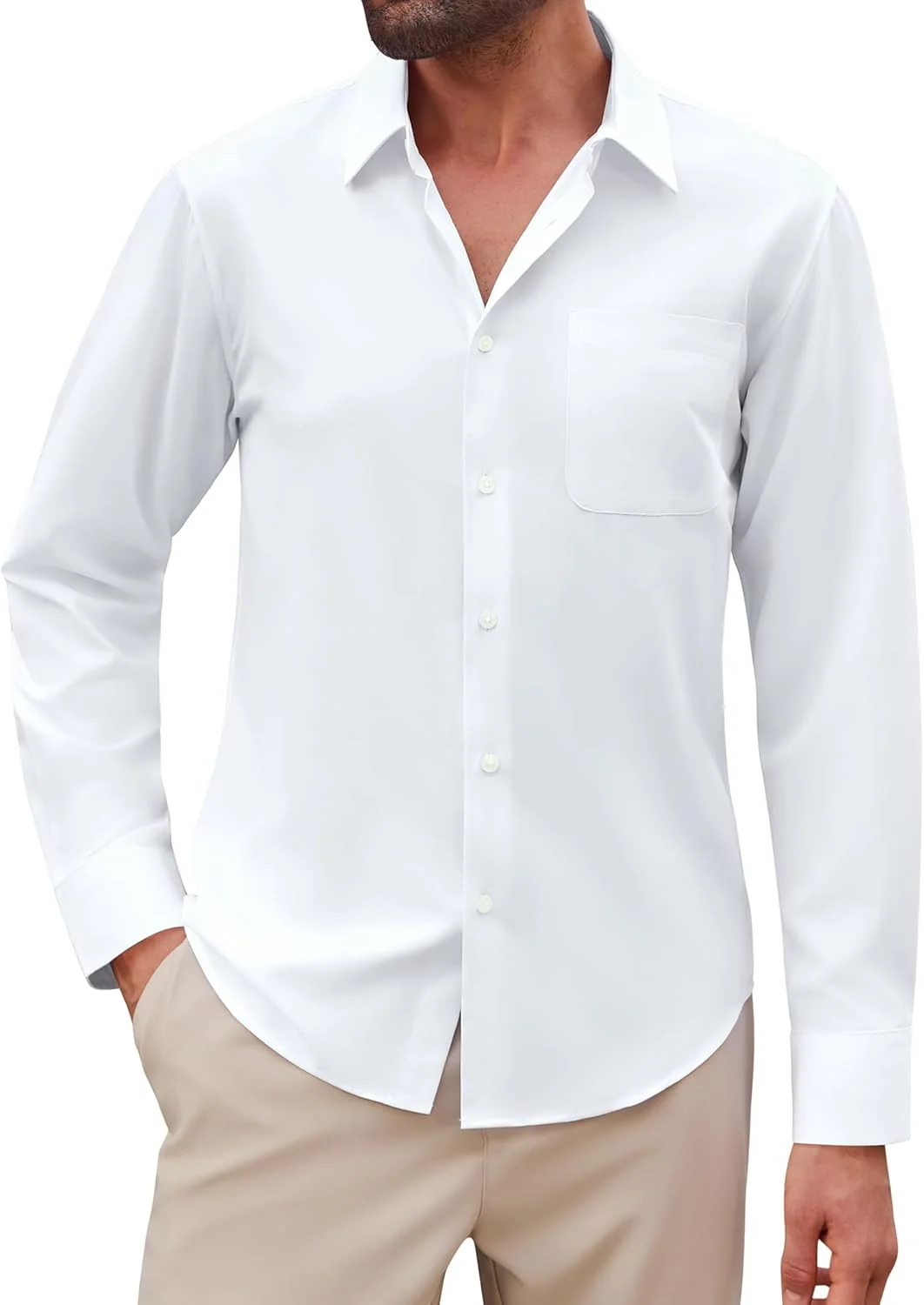 پیراهن مردانه مجلسی Lion Nardo، آستین بلند، ضد چروک، دکمه دار، پیراهن های بزرگ کتانی مردانه