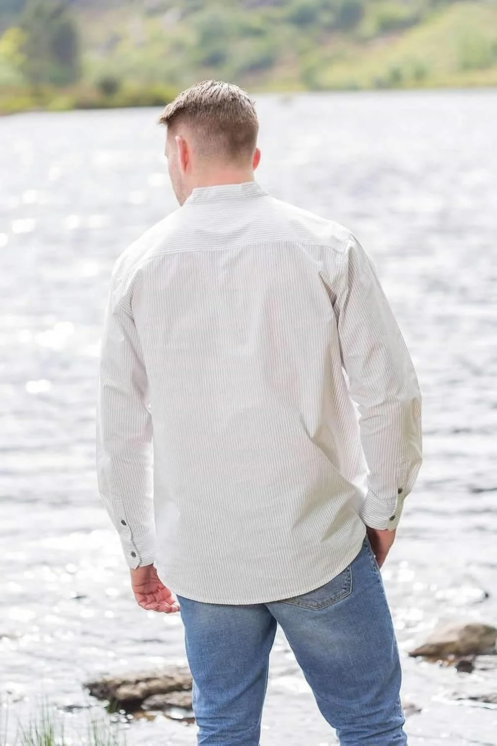 لی والی - پیراهن نخی ایرلندی مردانه مدل پدربزرگی FL18